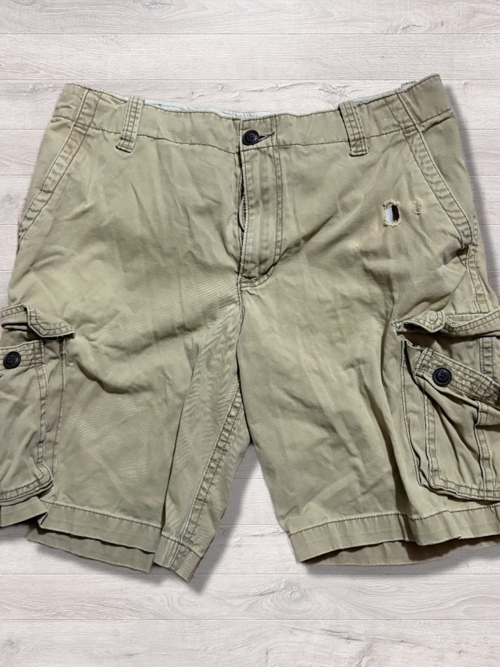 Y2K 2000s Aeropostale Distressed Khaki Tan Cargo Heavyweight Shorts Men’s 36